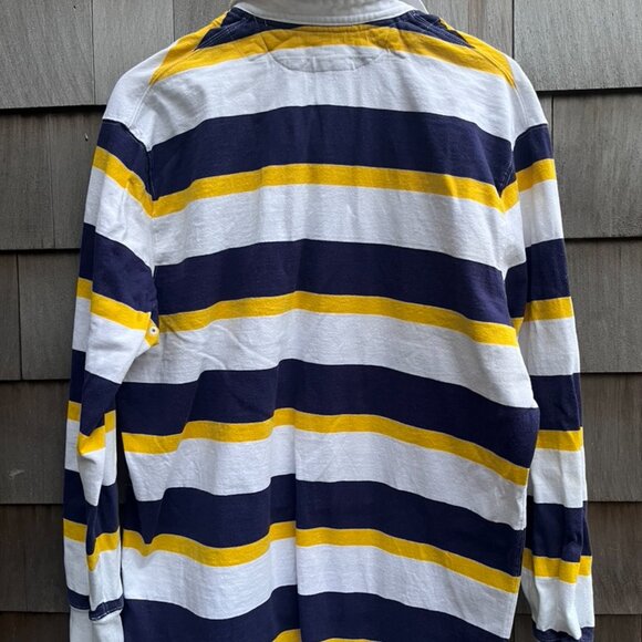 Vintage Polo Ralph Lauren Striped Rugby Shirt 90s Blue Yellow White Sz M - Picture 11 of 14